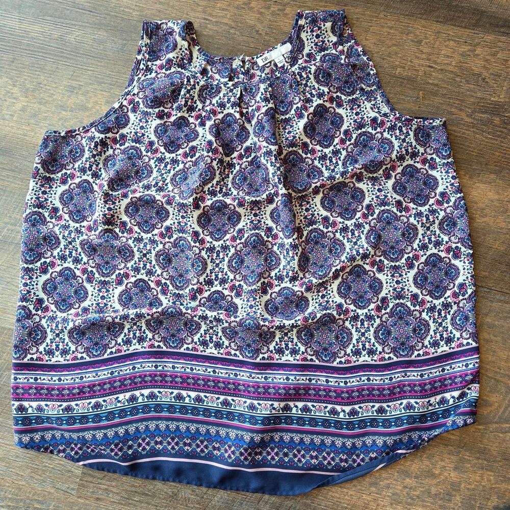 DR2 Sleeveless Floral Blouse Blue Large